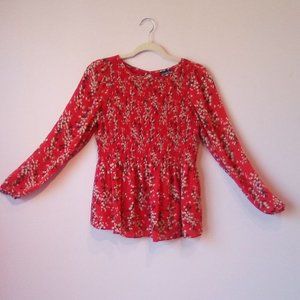 Scoop Red Floral Blouse